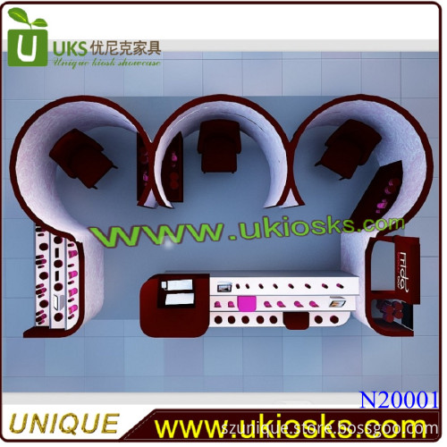 Fascinating and White 3 Seats Glossy Finish Nail Kiosk Design for Sale (N20007)